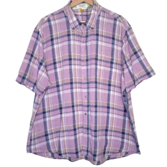 Taylor Vintage Linen Blend Desert Plaid Button Down Shirt, Size XXL - Picture 1 of 7